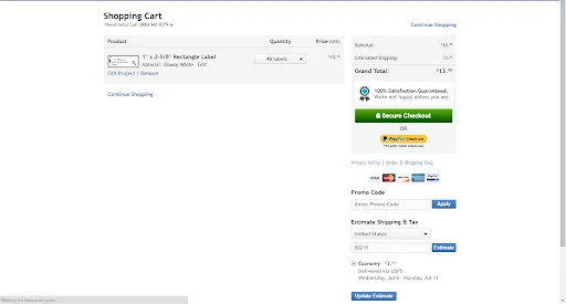 Shopping Cart Page