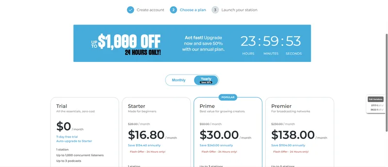Plan selection after account creation, before email verification
